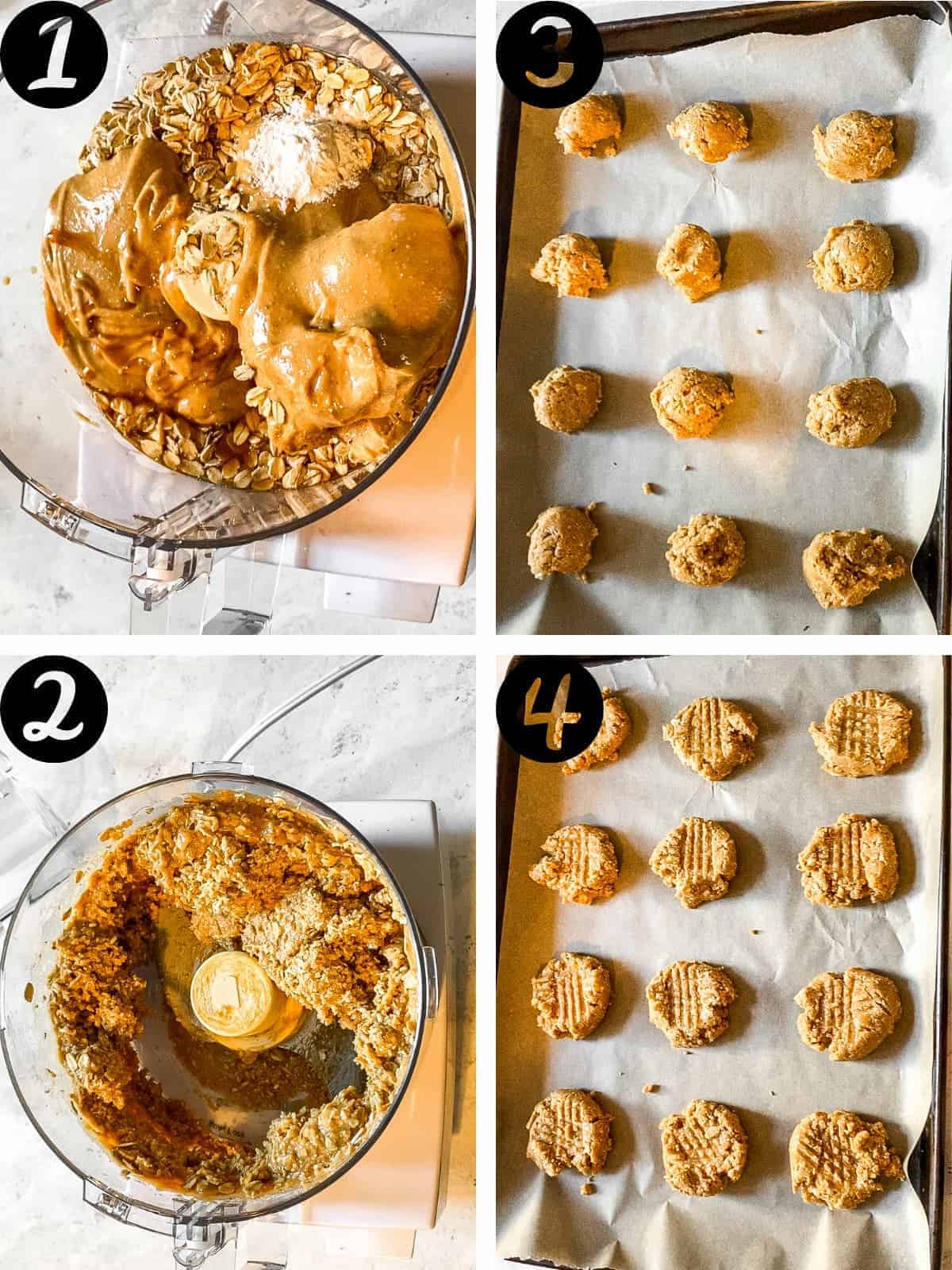 Vegan peanut butter cookies process photos.