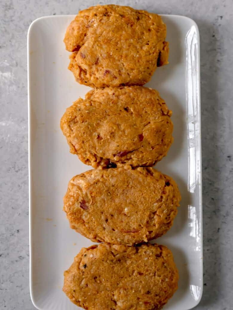 Turkey burger patties before cooking.