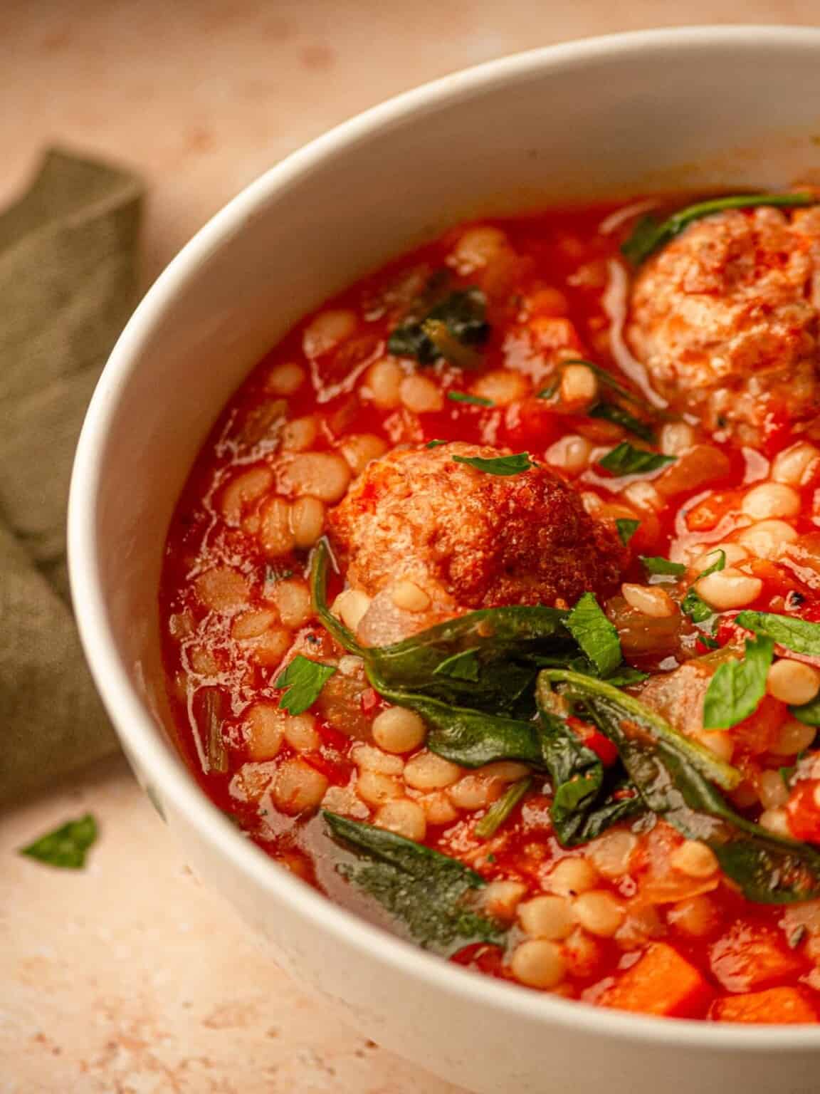 Easy Meatball and Couscous Soup Recipe Real Food with Sarah