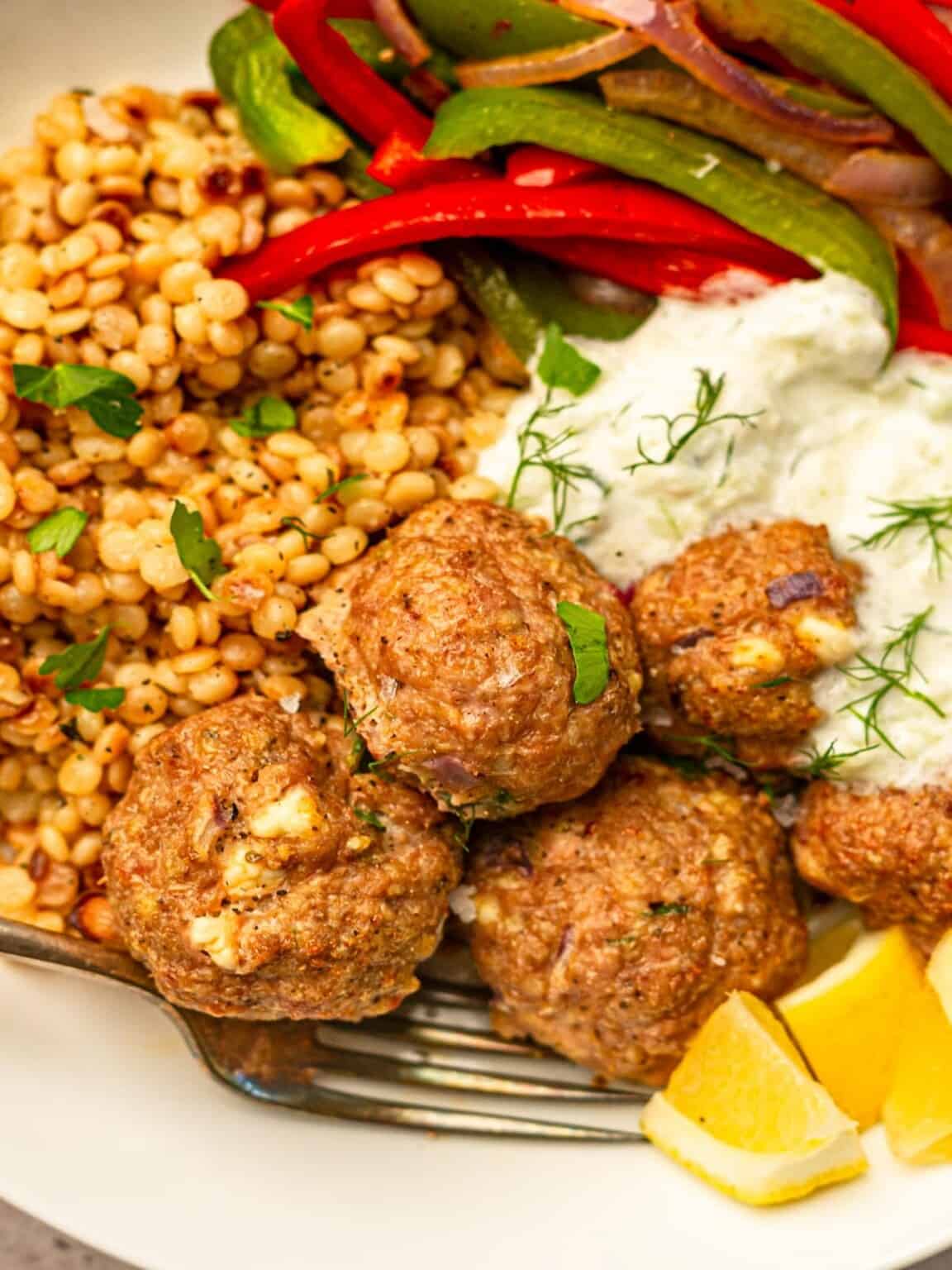 Greek Turkey Meatballs with Tzatziki Real Food with Sarah