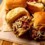 Sliders on a cutting board.
