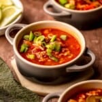 A small bowl filled with soup.