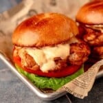Chicken sandwich with spicy mayo.