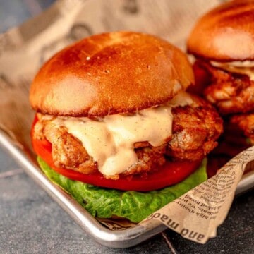 Chicken sandwich with spicy mayo.