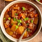 A bowl of beef stew.