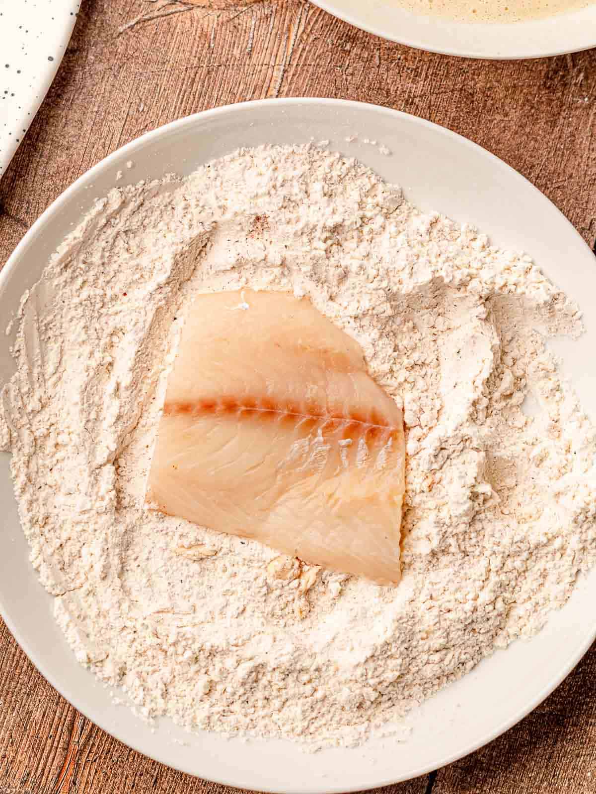 Fish in a bowl of flour.