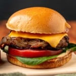 Turkey smash burger on a bun.