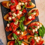 Bruschetta crostinis on a platter.