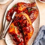Chicken legs with bbq sauce.