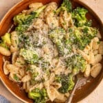 Cavatelli and broccoli pasta with Parmesan cheese.