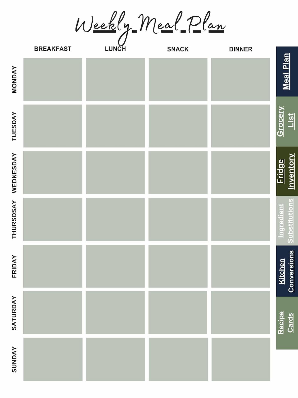 Week planner template.