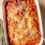 A baking dish of stuffed shells.