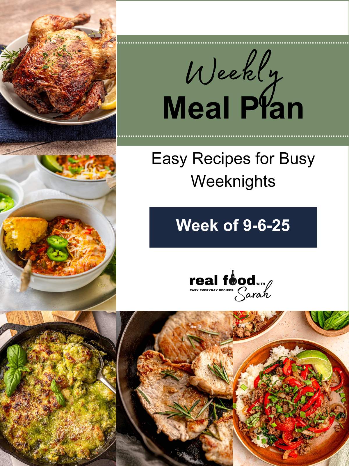 Week meal plan collage for 9-6-25.