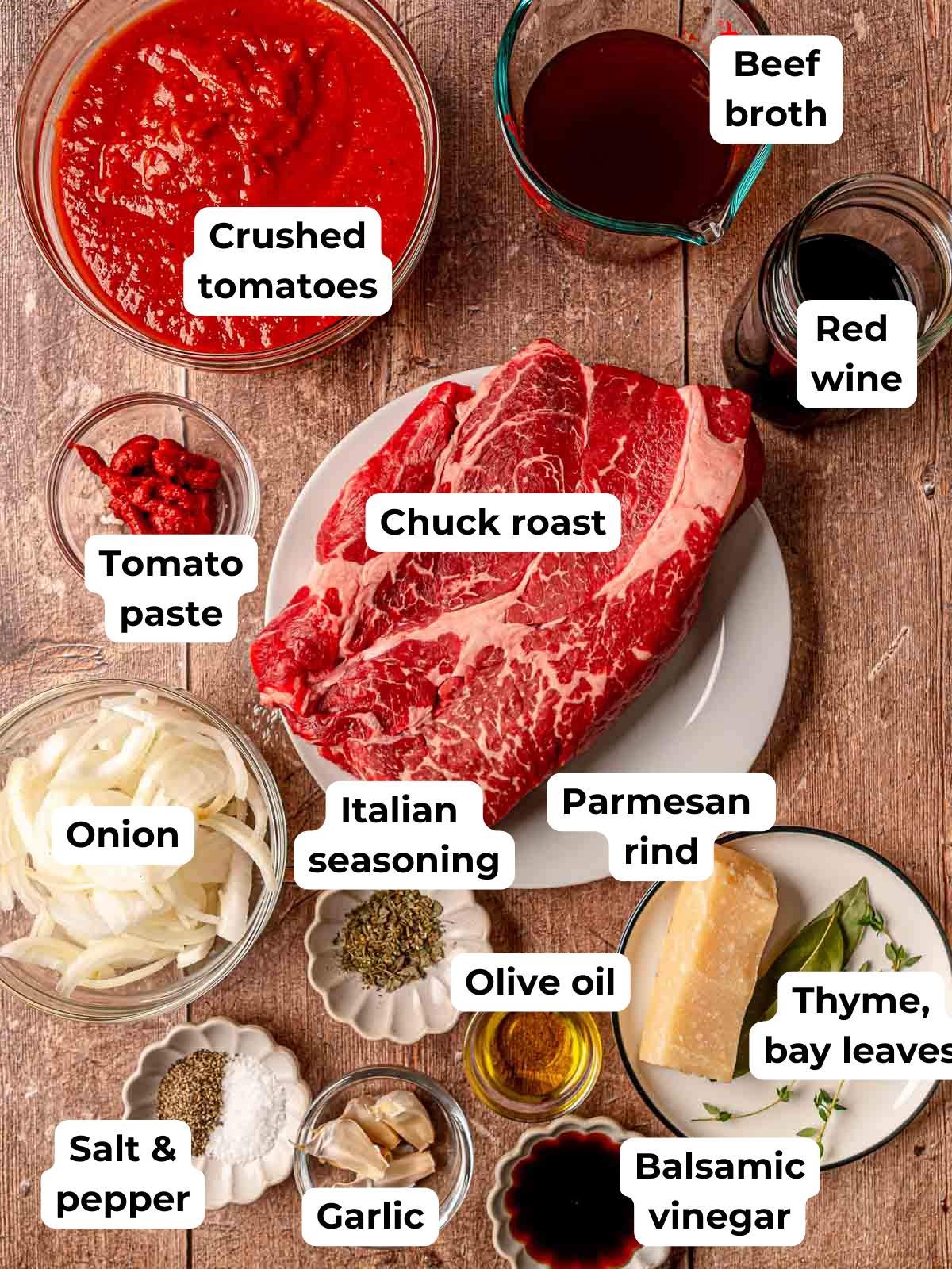 Ingredients for Italian pot roast.