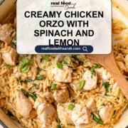 Creamy lemon chicken orzo pin.