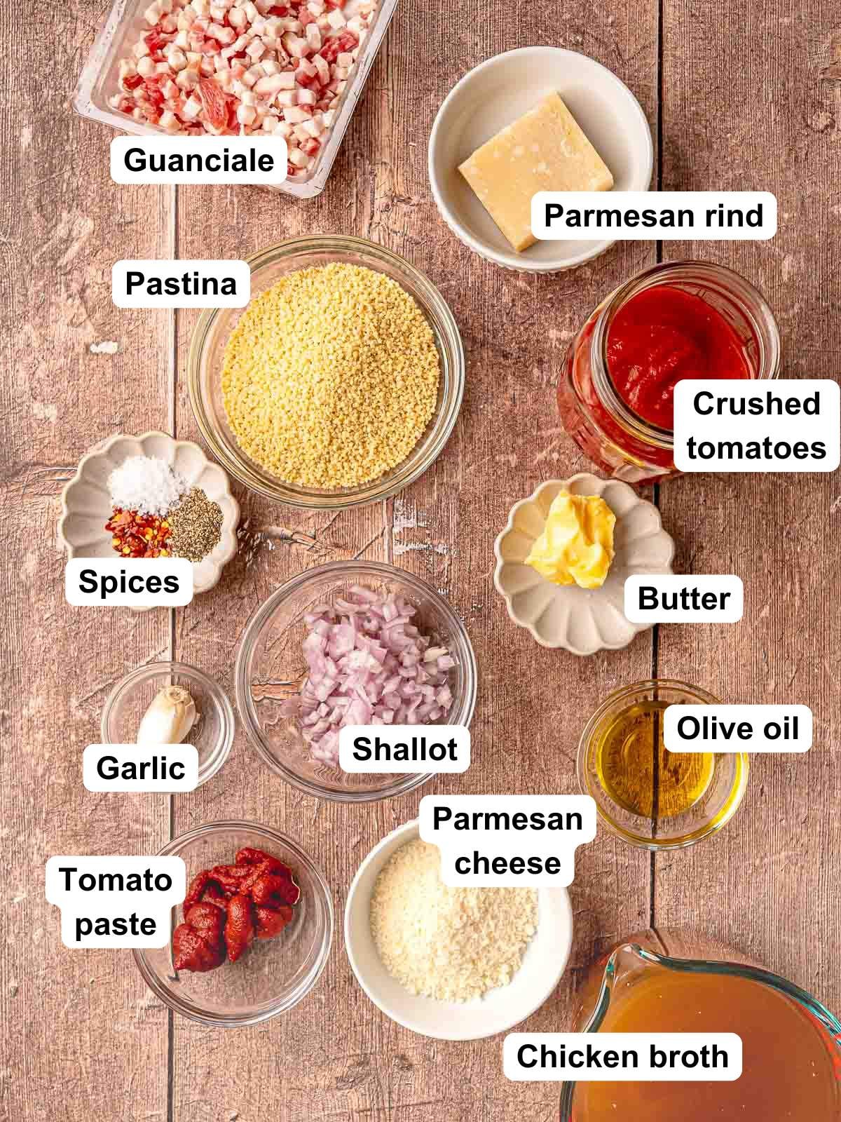 Ingredients for tomato pastina.
